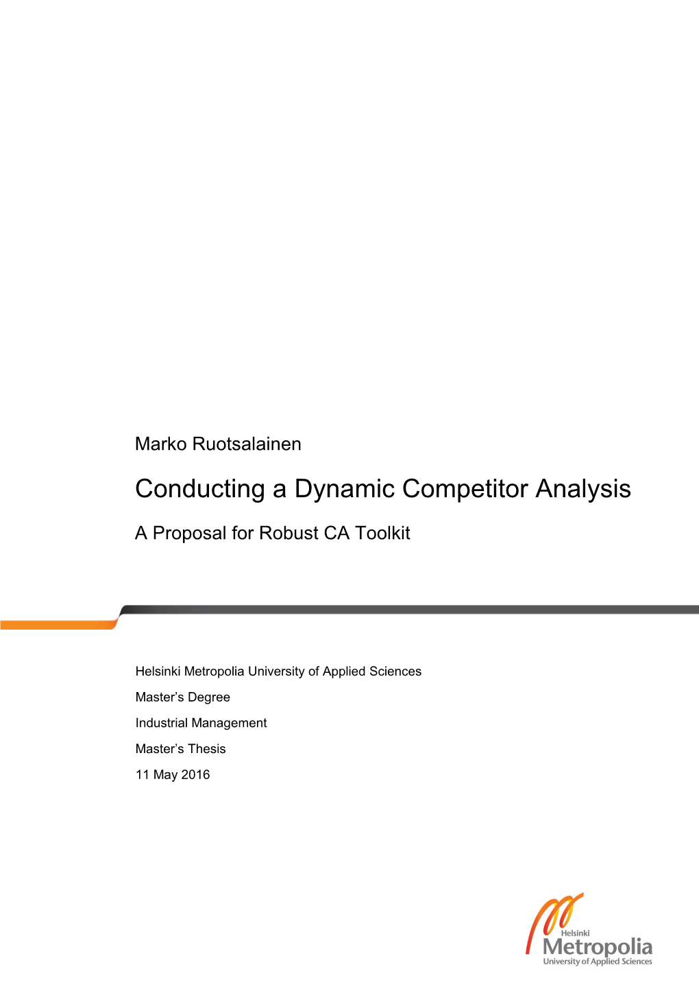 Conducting a Dynamic Competitor Analysis