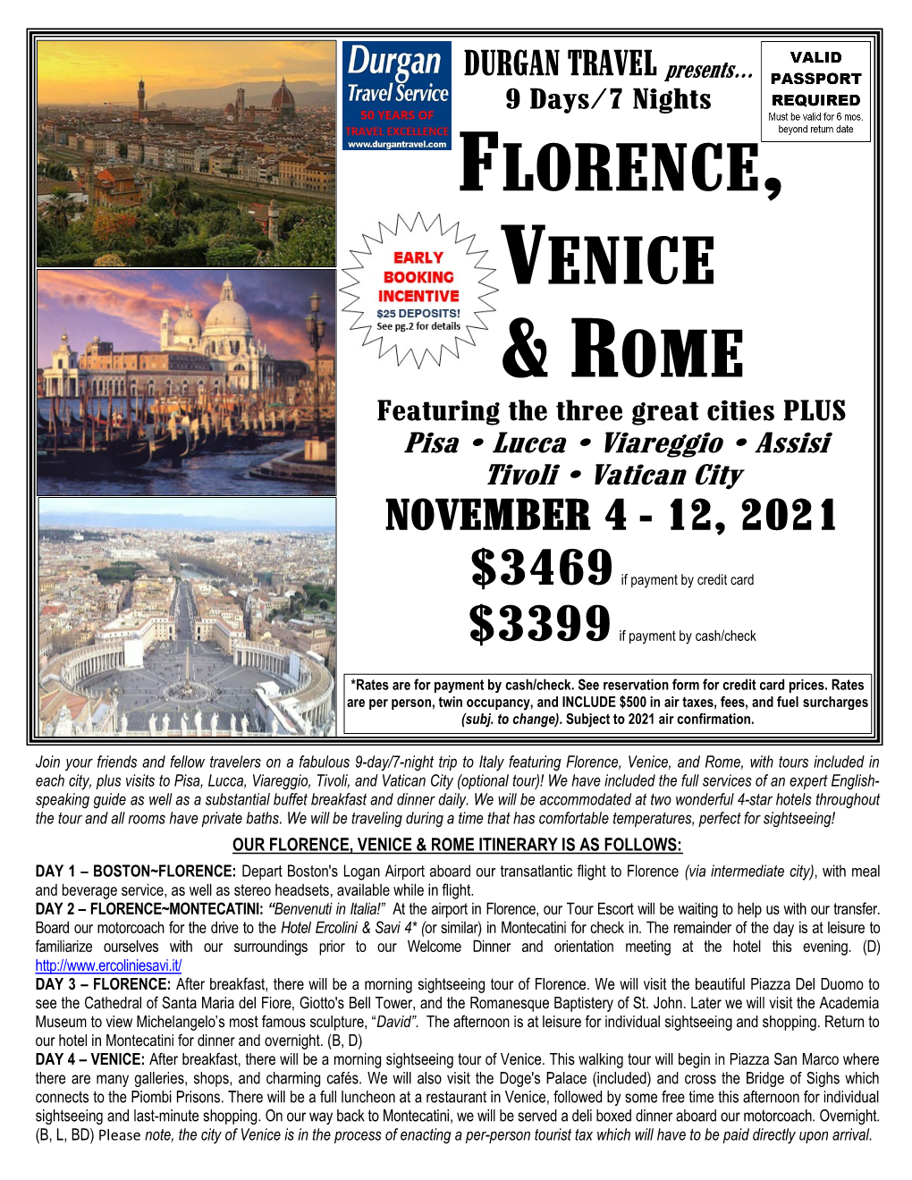 Florence, Venice & Rome