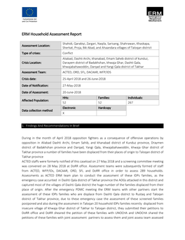 ERM Household Assessment Report