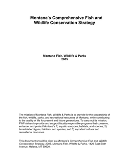 Montana's Comprehensive Fish and Wildlife Conservation Strategy