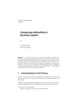 Comparing Cardinalities in Zermelo's System