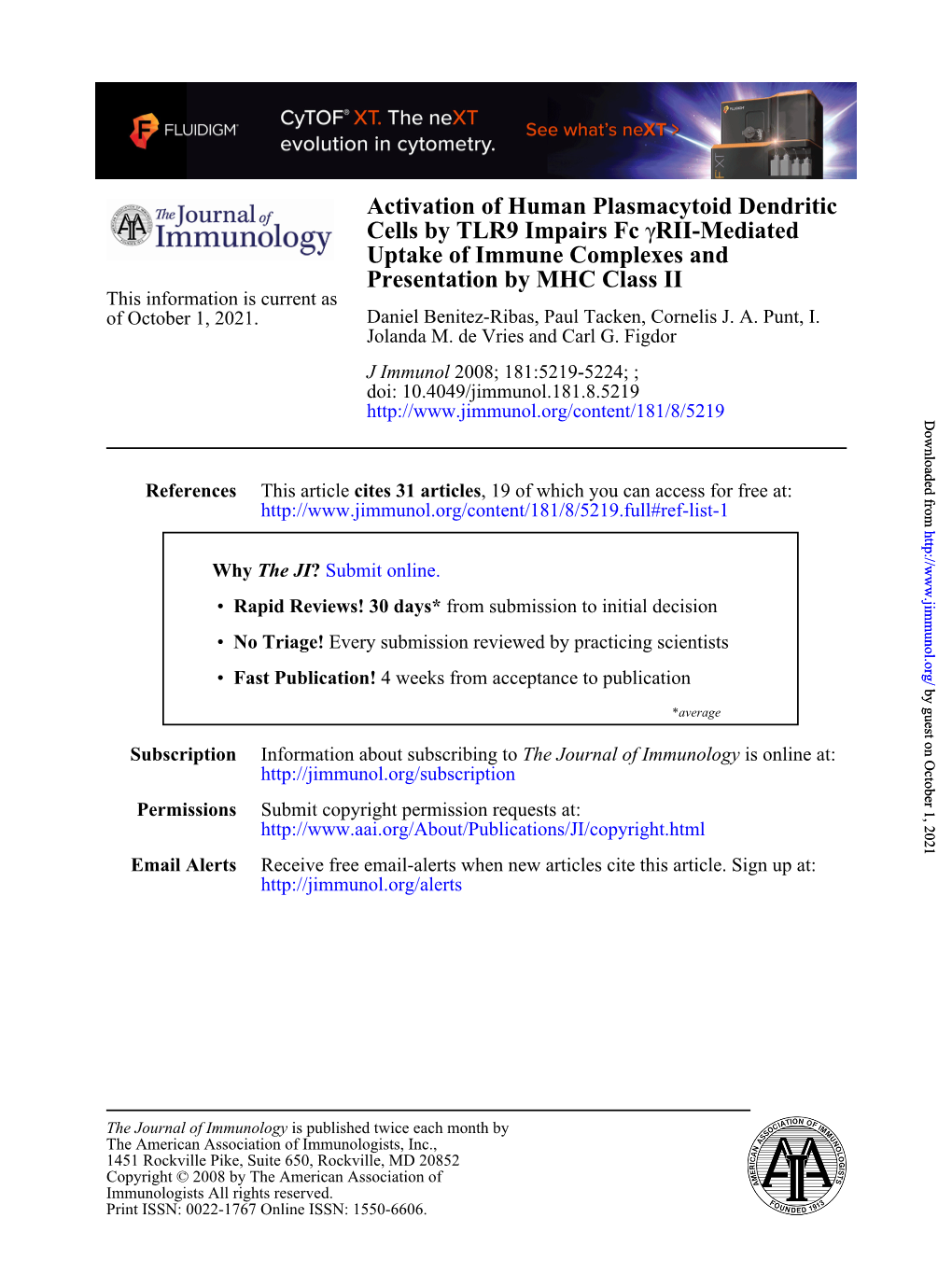 Presentation by MHC Class II Uptake of Immune Complexes and RII