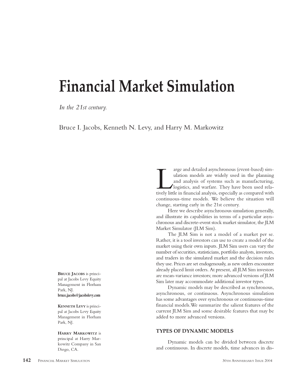 Financial Market Simulation