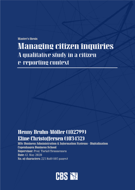 Managing Citizen Inquiries a Qualitative Study in a Citizen E-Reporting Context