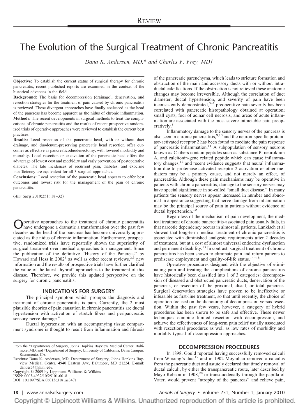 The Evolution of the Surgical Treatment of Chronic Pancreatitis