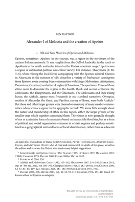 Alexander I of Molossia and the Creation of Apeiros
