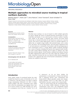Multiple Approaches to Microbial Source Tracking in Tropical Northern