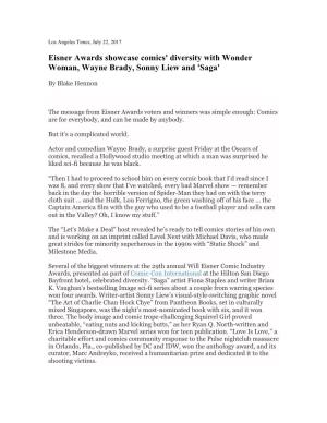 Eisner Awards Showcase Comics' Diversity with Wonder Woman, Wayne Brady, Sonny Liew and 'Saga'