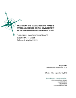 Analysis of the Market for the Phase Ib Affordable Senior Rental Development at the Old Armstrong High School Site