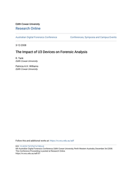 The Impact of U3 Devices on Forensic Analysis