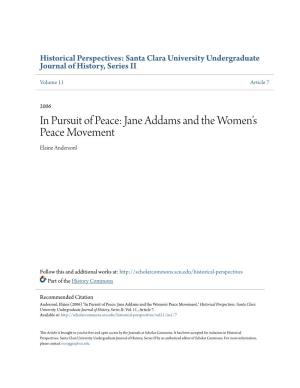 Jane Addams and the Womenâ•Žs Peace Movement