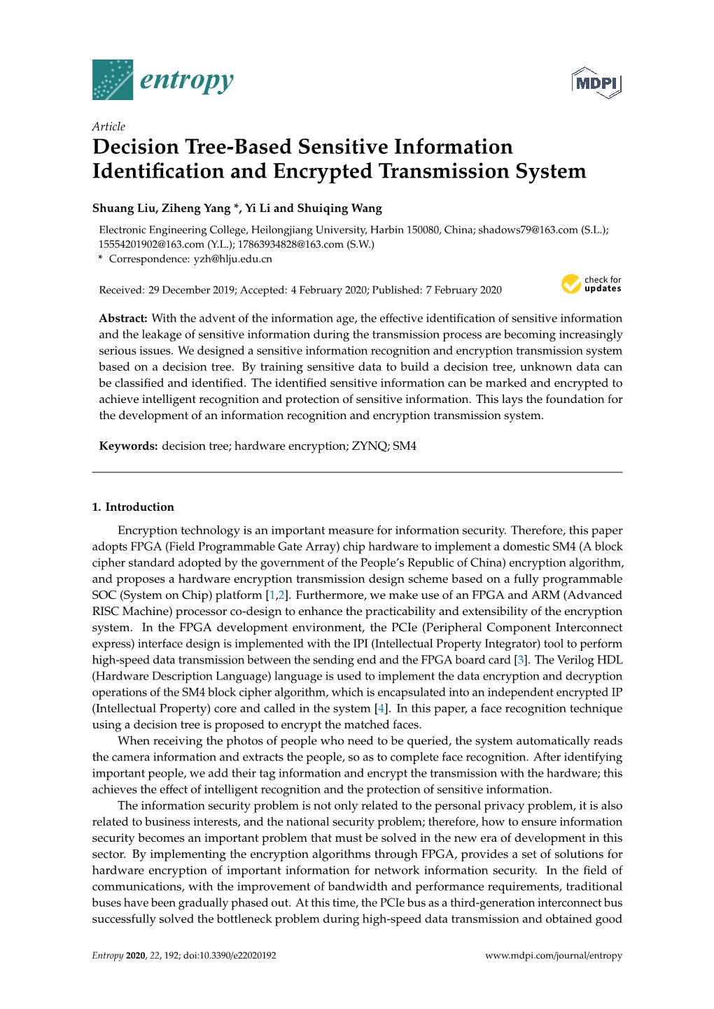 Decision Tree-Based Sensitive Information Identification