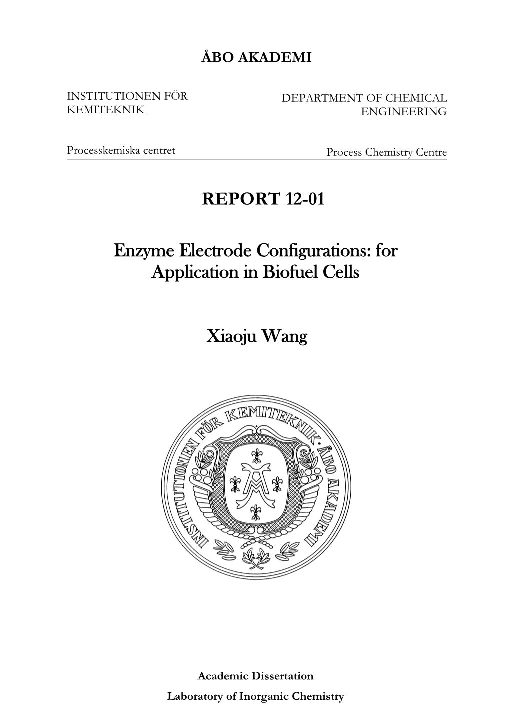 REPORT 12-01 Enzyme Electrode Configurations