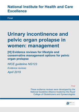 Evidence Review H: Lifestyle and Conservative Management Options for Pelvic Organ Prolapse