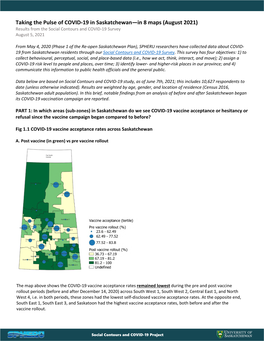 Taking the Pulse of COVID-19 in Saskatchewan—In 8 Maps (August 2021) Results from the Social Contours and COVID-19 Survey August 5, 2021