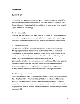 1 APPENDIX 5 PATHOLOGY 1. Handling and Gross Examination Of