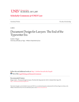 Document Design for Lawyers: the Nde of the Typewriter Era Linda L