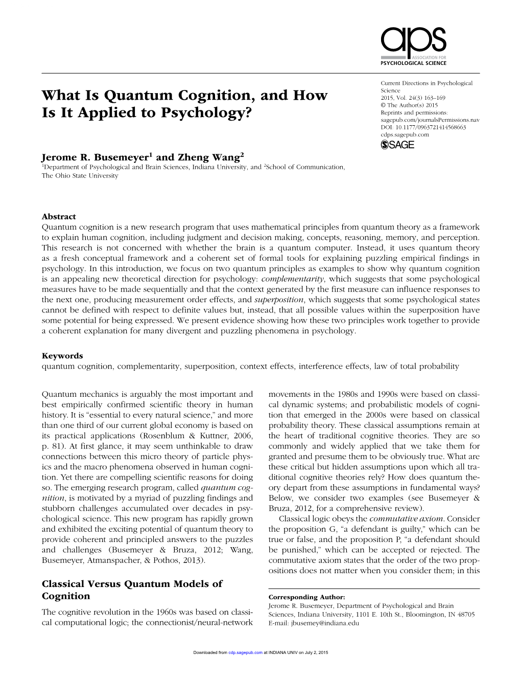 What Is Quantum Cognition, and How Is It Applied to Psychology?