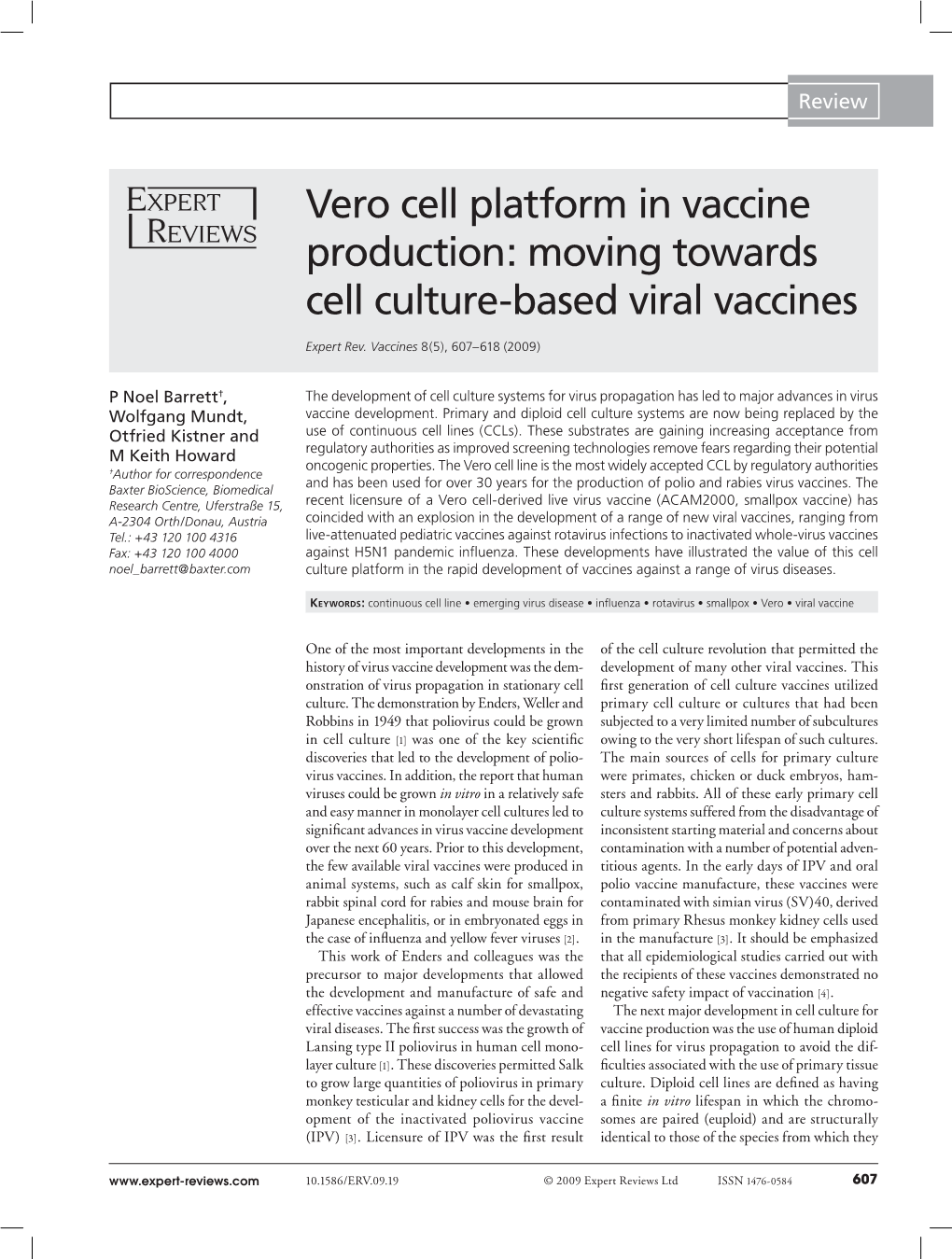 Moving Towards Cell Culture-Based Viral Vaccines