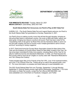 South Dakota State Fair Announces Jon Pardi to Play at 2021 State Fair