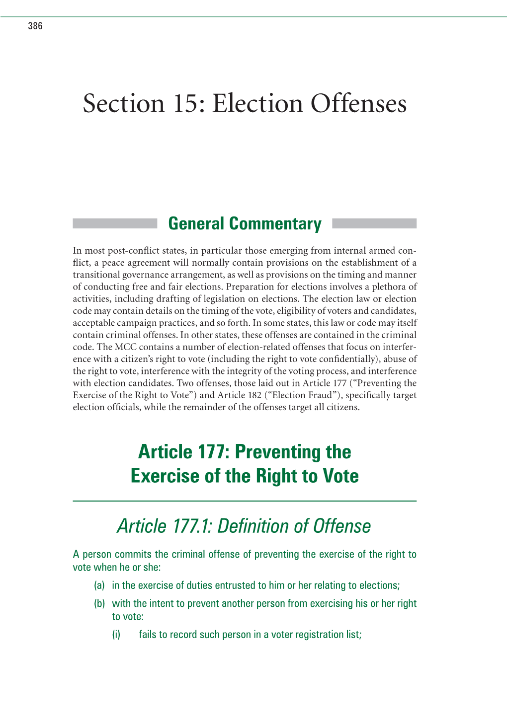 Section 15: Election Offenses