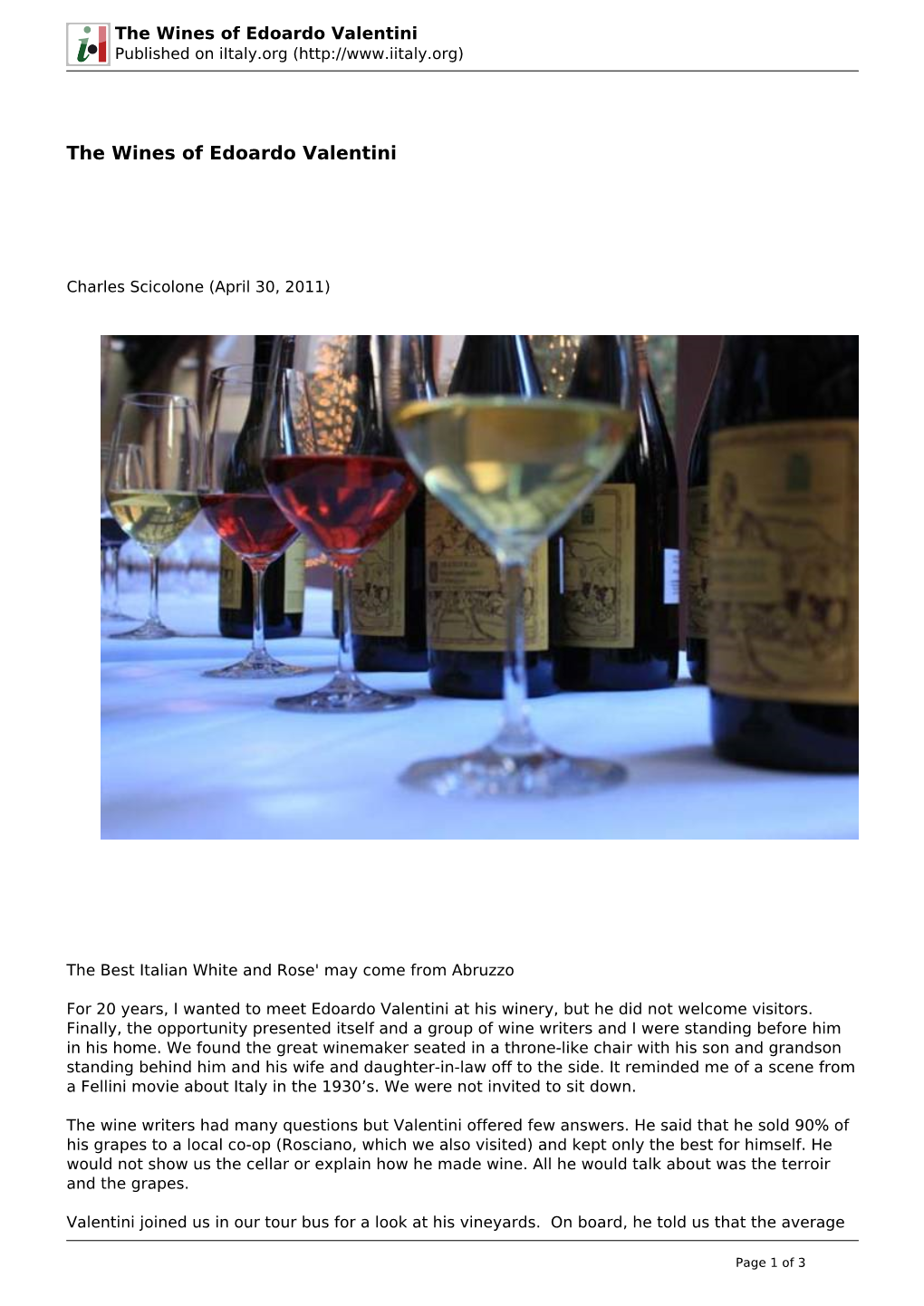 The Wines of Edoardo Valentini Published on Iitaly.Org (