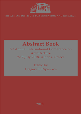 Architecture 9-12 July 2018, Athens, Greece