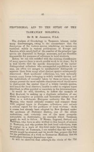 Provisional Aid to the Study of the Tasmanian Mollusca