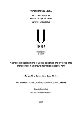 Characterizing Perceptions of Wildlife Poisoning and Protected Area Management in the Douro International Natural Park