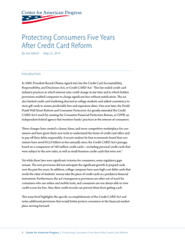 Protecting Consumers Five Years After Credit Card Reform by Joe Valenti May 22, 2014