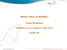 What's New at Mysql?