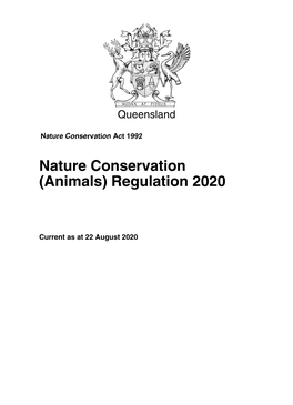 Nature Conservation (Animals) Regulation 2020