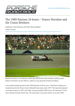 Texaco Havoline and the Cruise Brothers