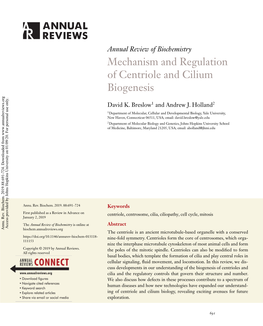 Mechanism and Regulation of Centriole and Cilium Biogenesis