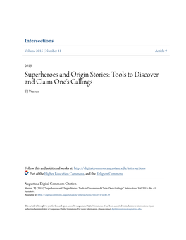 Superheroes and Origin Stories: Tools to Discover and Claim One's Callings TJ Warren