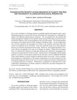 Changes in Fire Severity Across Gradients of Climate, Fire Size, and Topography: a Landscape Ecological Perspective