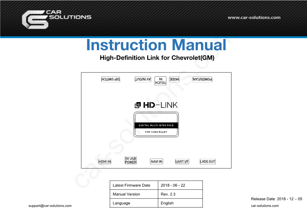 Video Interface for Chevrolet, Opel, GMC Manual