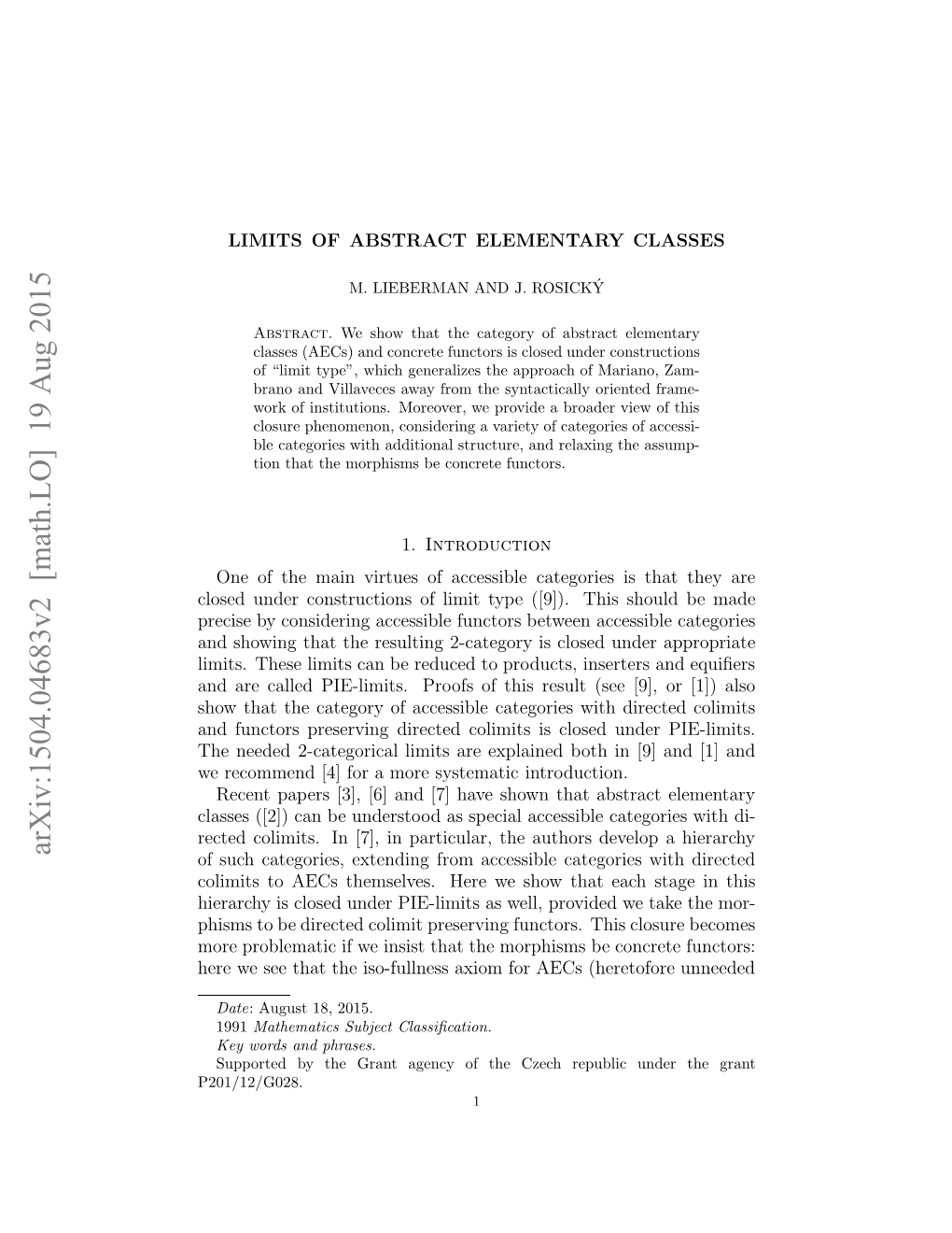 Limits of Abstract Elementary Classes