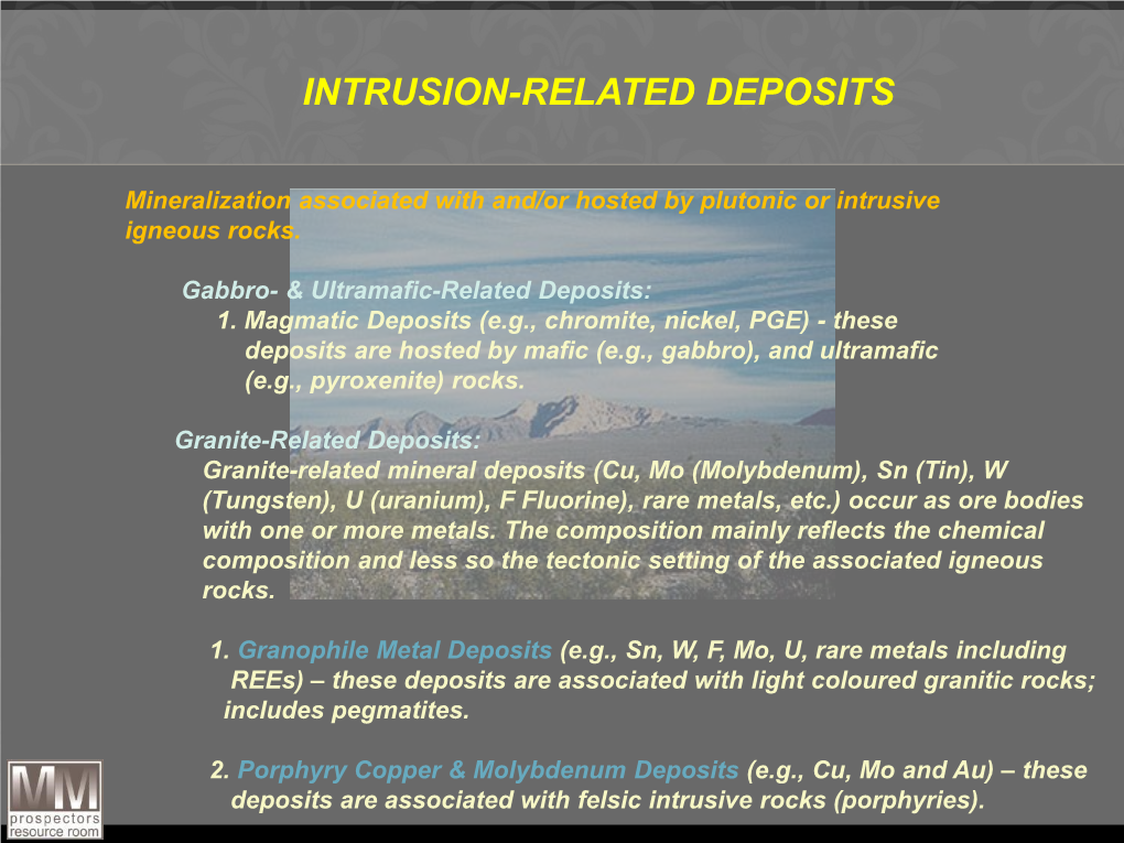 Intrusion-Related Deposits