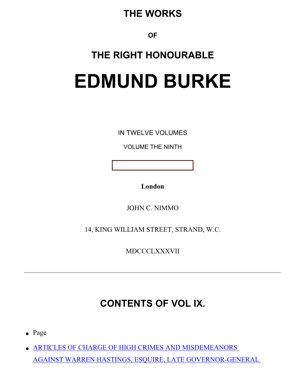 Burke's Writings and Speeches, Volume the Ninth, by Edmund Burke