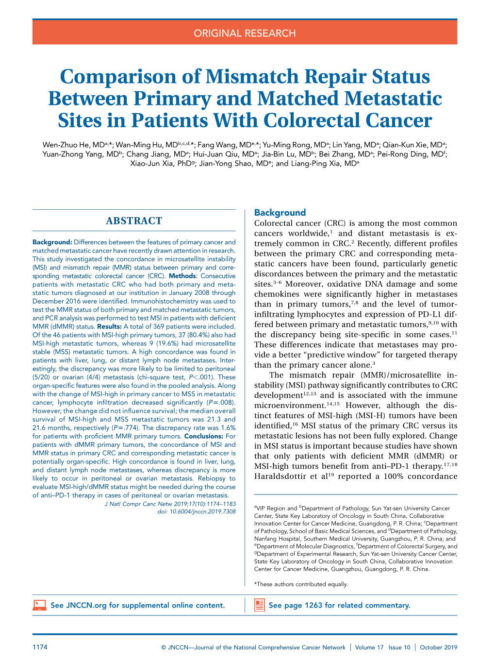 Comparison of Mismatch Repair Status Between Primary and Matched Metastatic Sites in Patients with Colorectal Cancer