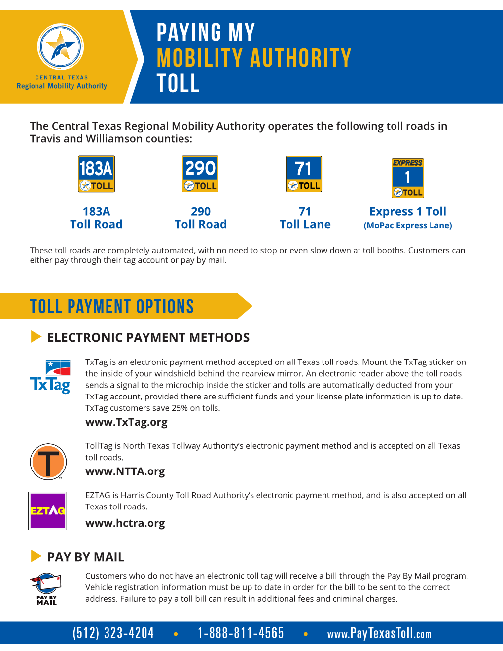 Paying My Mobility Authority Toll