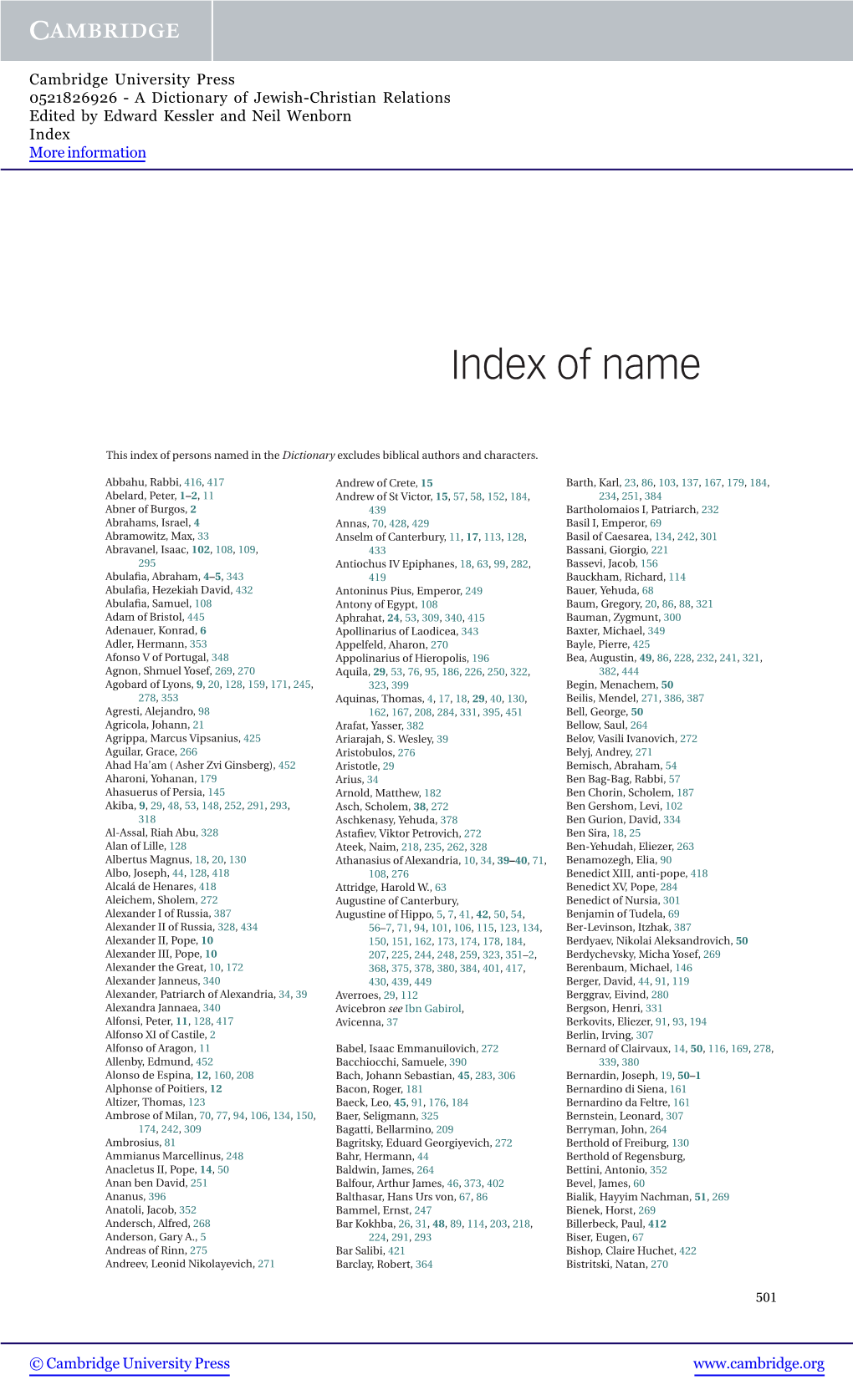 Index of Name