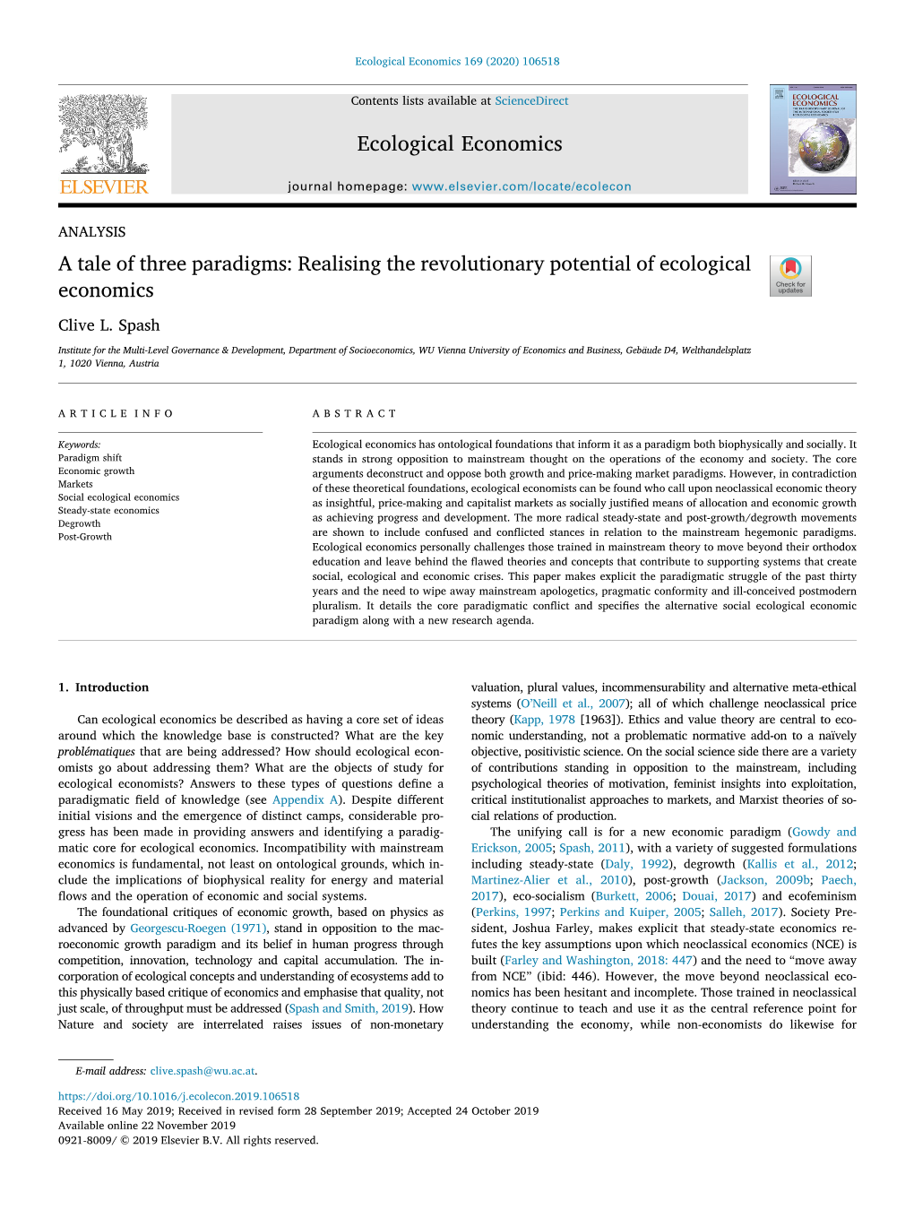 Ecological Economics 169 (2020) 106518