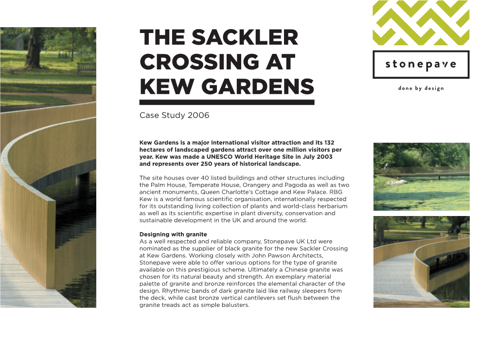 THE SACKLER CROSSING at KEW GARDENS Case Study 2006