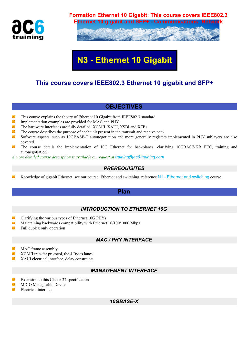 This Course Covers IEEE802.3 Ethernet 10 Gigabit and SFP+ - Communications: Network