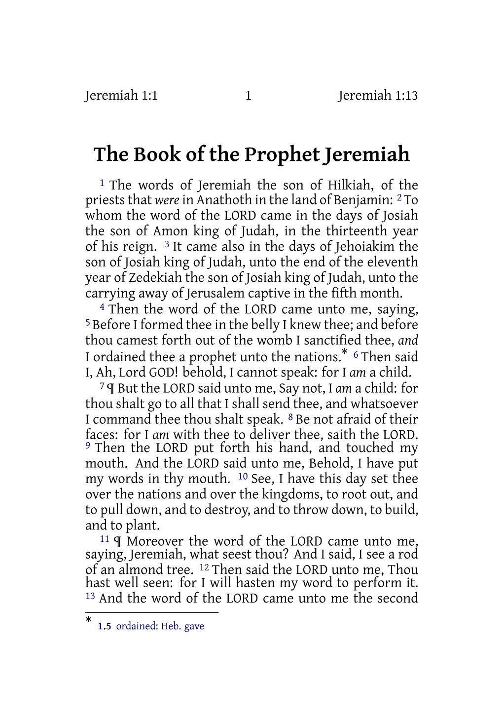 The Book of the Prophet Jeremiah