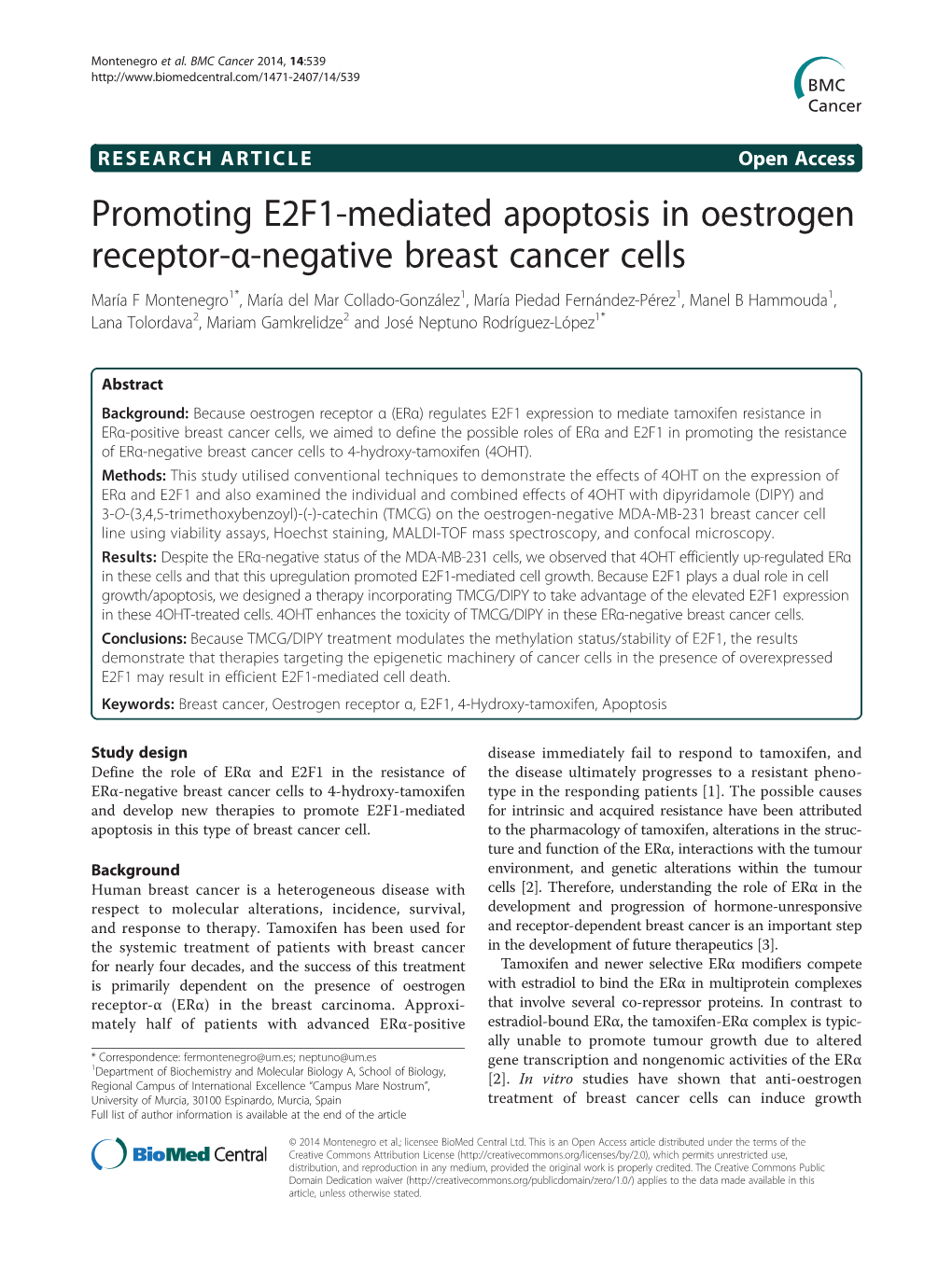 Promoting E2F1-Mediated Apoptosis in Oestrogen Receptor-Α-Negative