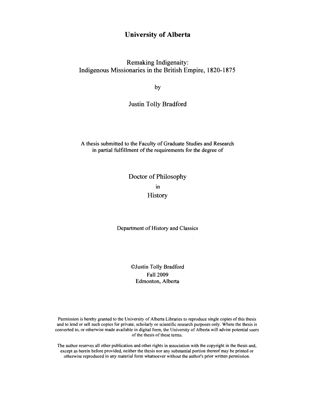 Remaking Indigenaity: Indigenous Missionaries in the British Empire, 1820-1875