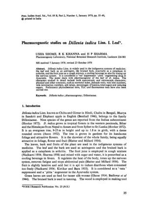 Pharmacognostic Studies on Dillenia Indica Linn. I. Leaf*